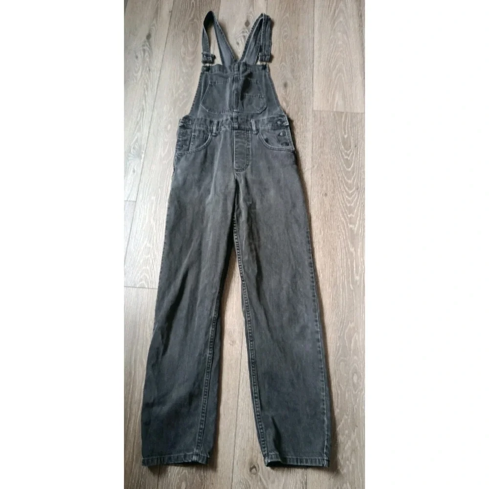We The Free Ziggy Denim Overall Womens Size Xs Charcoal Straight Leg Boho